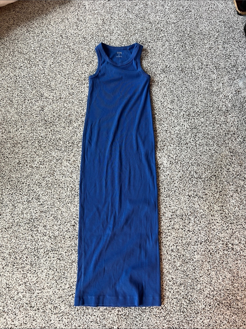 COS Blue Ribbed Tank Maxi Dress